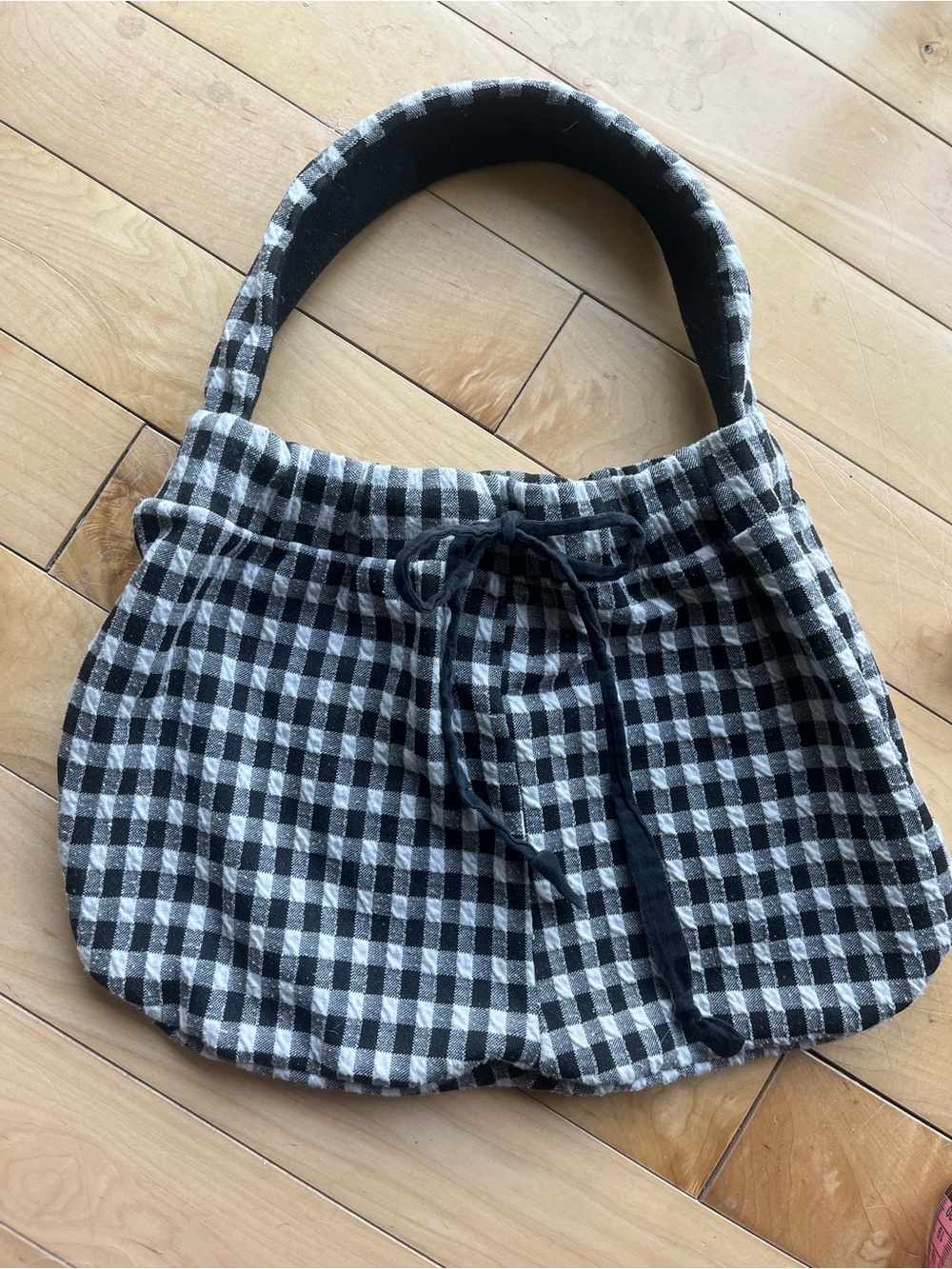 Upcycled Satchel style Purse. Black& White Check. One size.